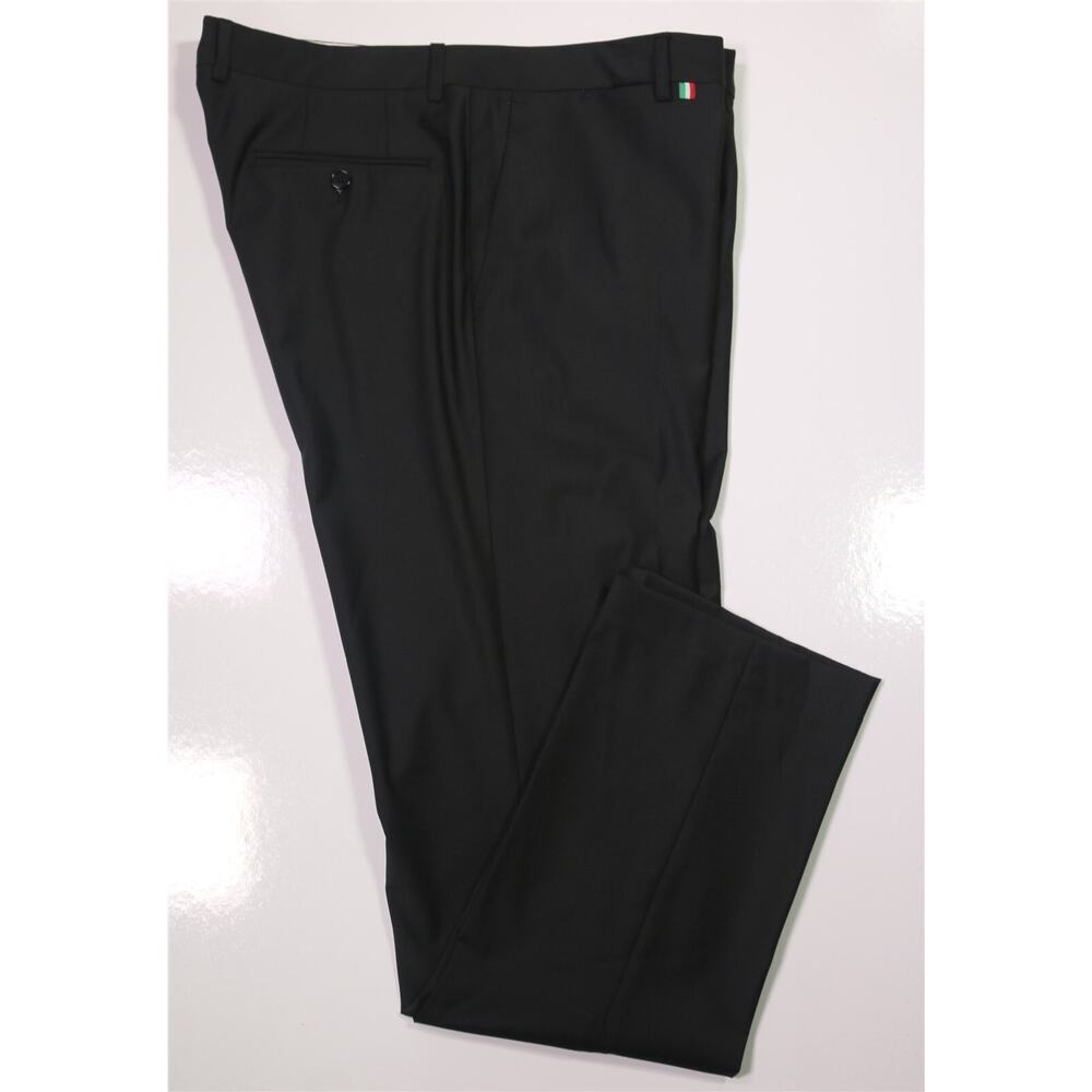 Phillipp Plein Diamond Cut Slim Fit Black Wool Dress Pants 38x33